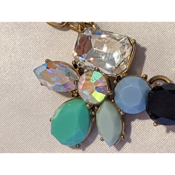 J.Crew Crystal Petal Party Statement Necklace 16"-19" Shimmery Floral STUNNING - Picture 9 of 13